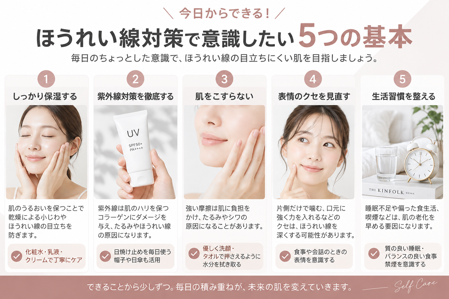 ほうれい線対策で意識したい5つの基本